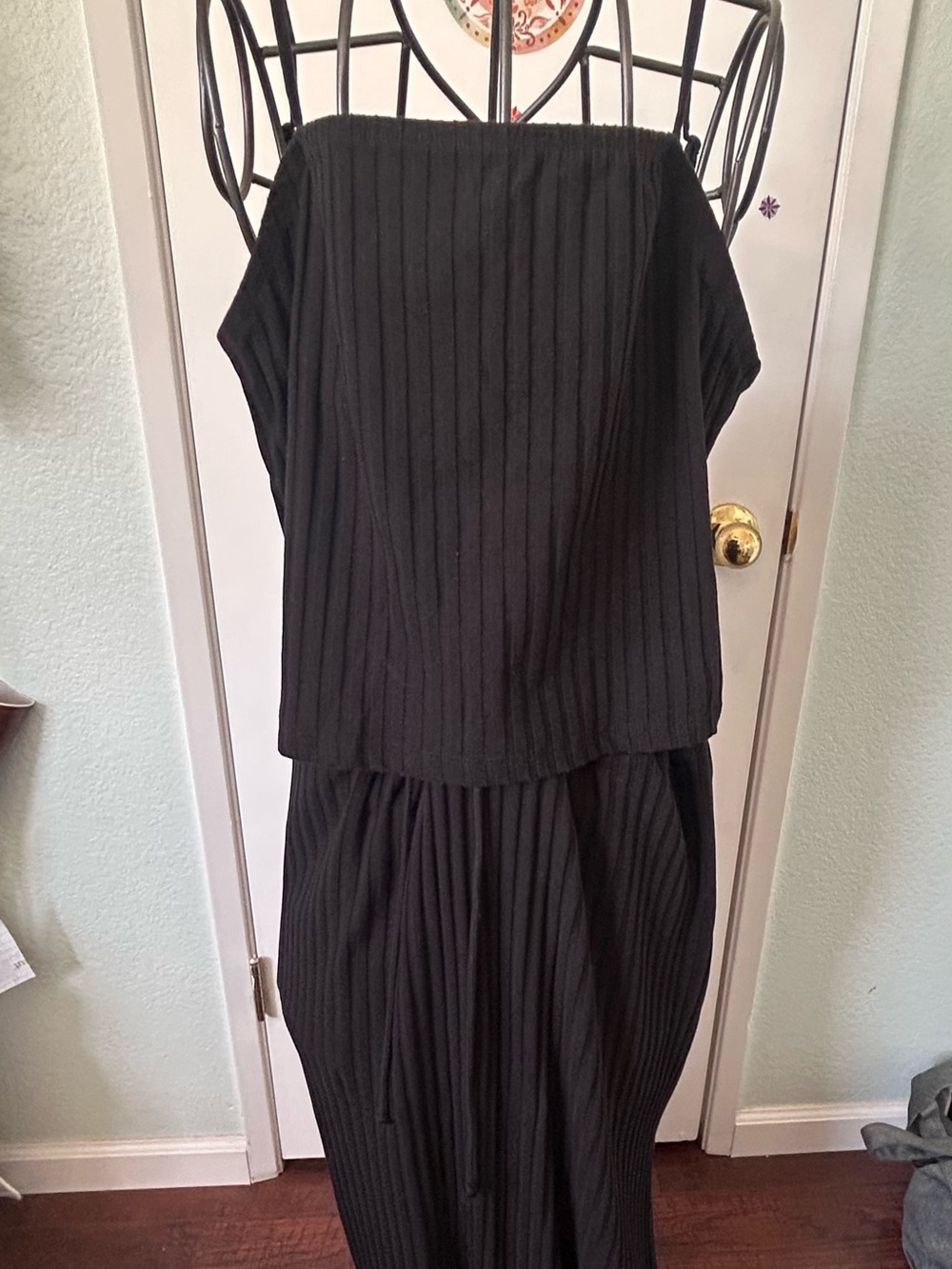 Black Ribbed Knit two piece set.